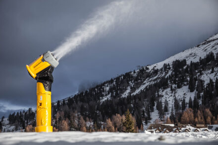TechnoAlpin TT9 snowgun fangun ski resort Carezza Dolomites Catinaccio Lake Carezza Photographer South Tyrol Renon Ralph Mittermaier