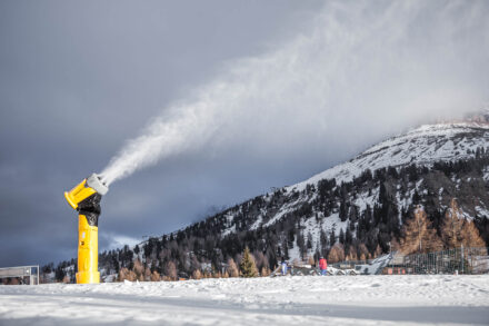 TechnoAlpin TT9 snowgun fangun ski resort Carezza Dolomites Catinaccio Lake Carezza Photographer South Tyrol Renon Ralph Mittermaier